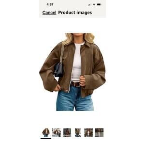 Kipfall Women’s Cropped Faux Leather Jacket Front Short Casual Fashion Coat